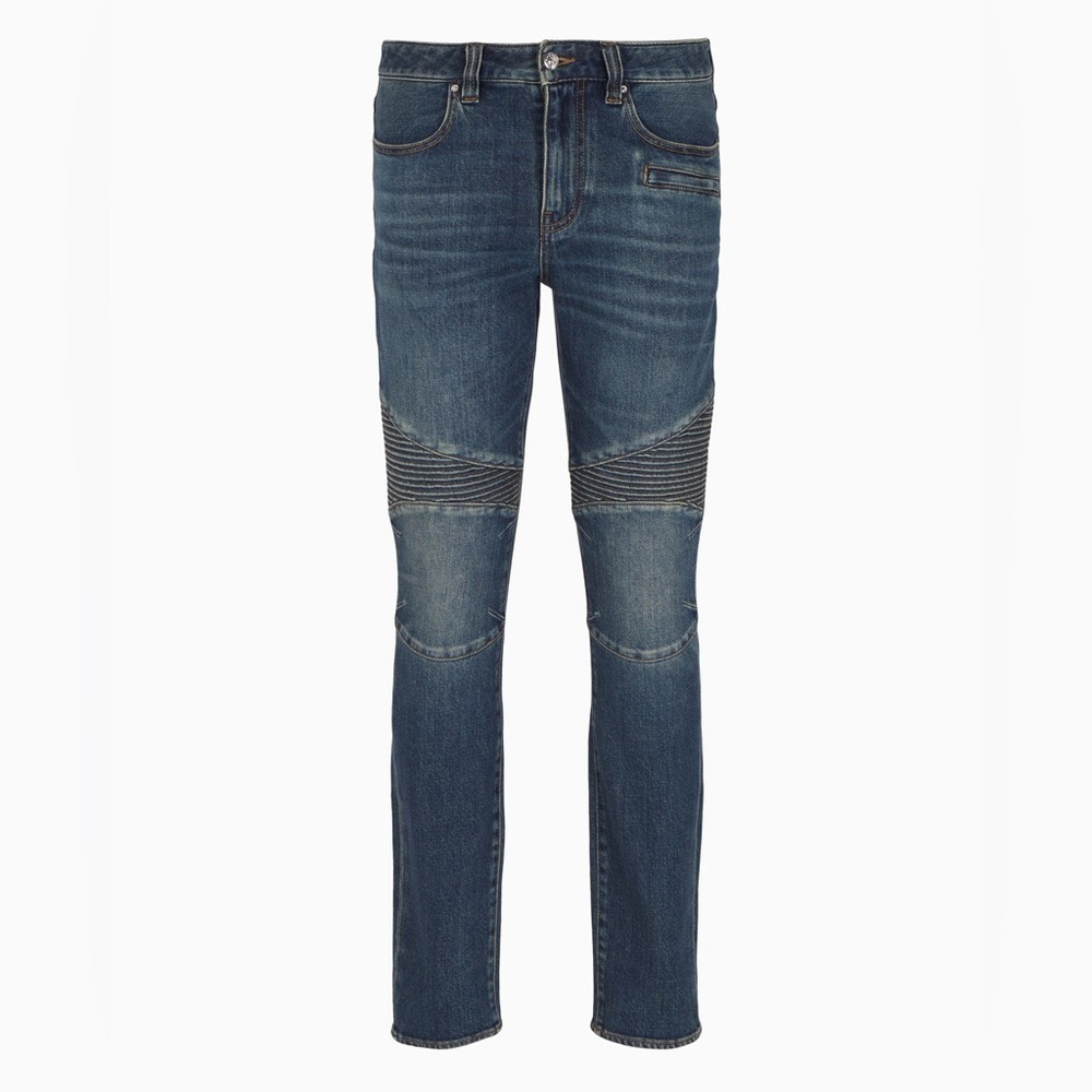 Armani Exchange Moto Slim Blue Jeans Silver Zippered Ankles Womens size 2